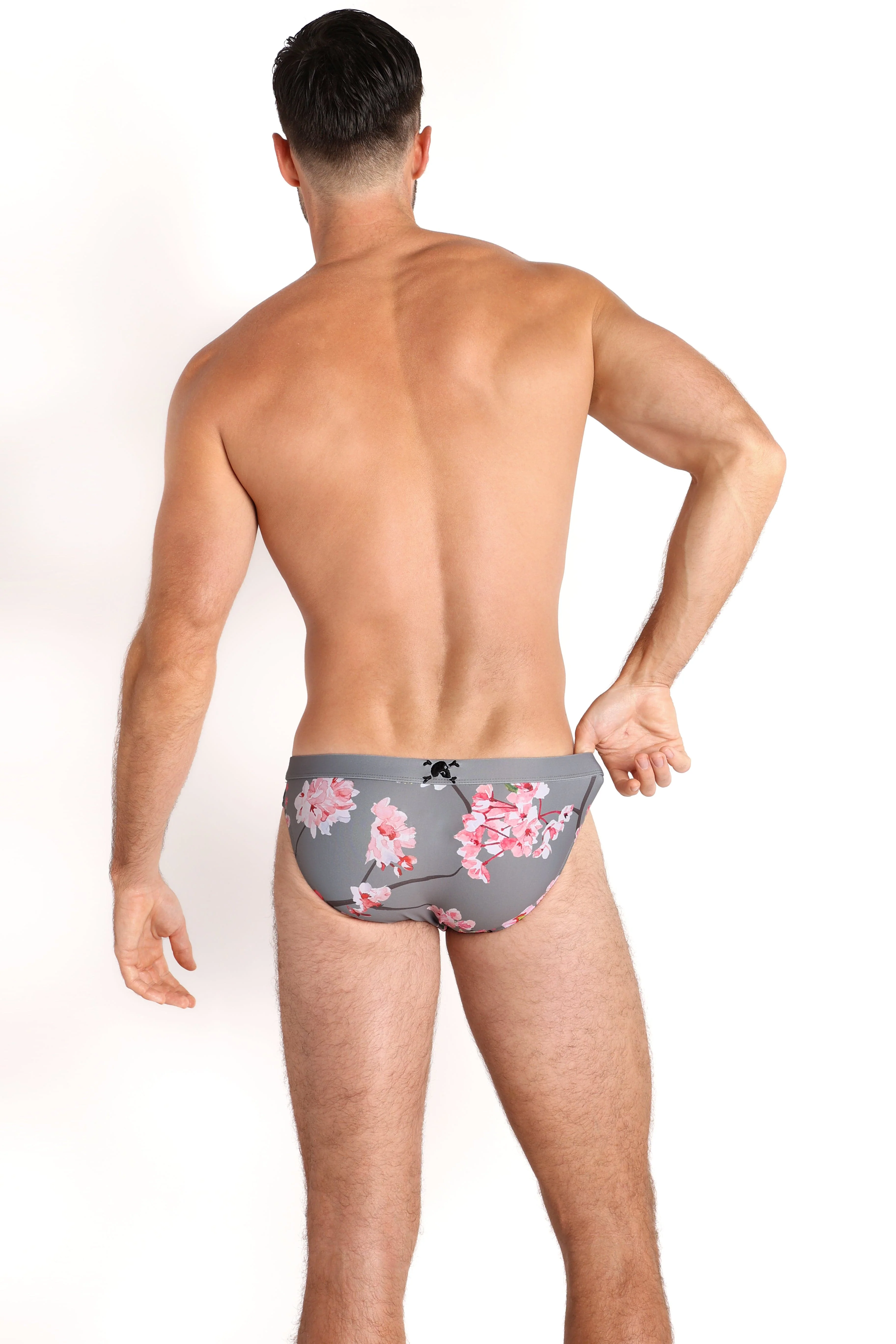 Cherry Blossom Grey Swim Briefs - Image 6