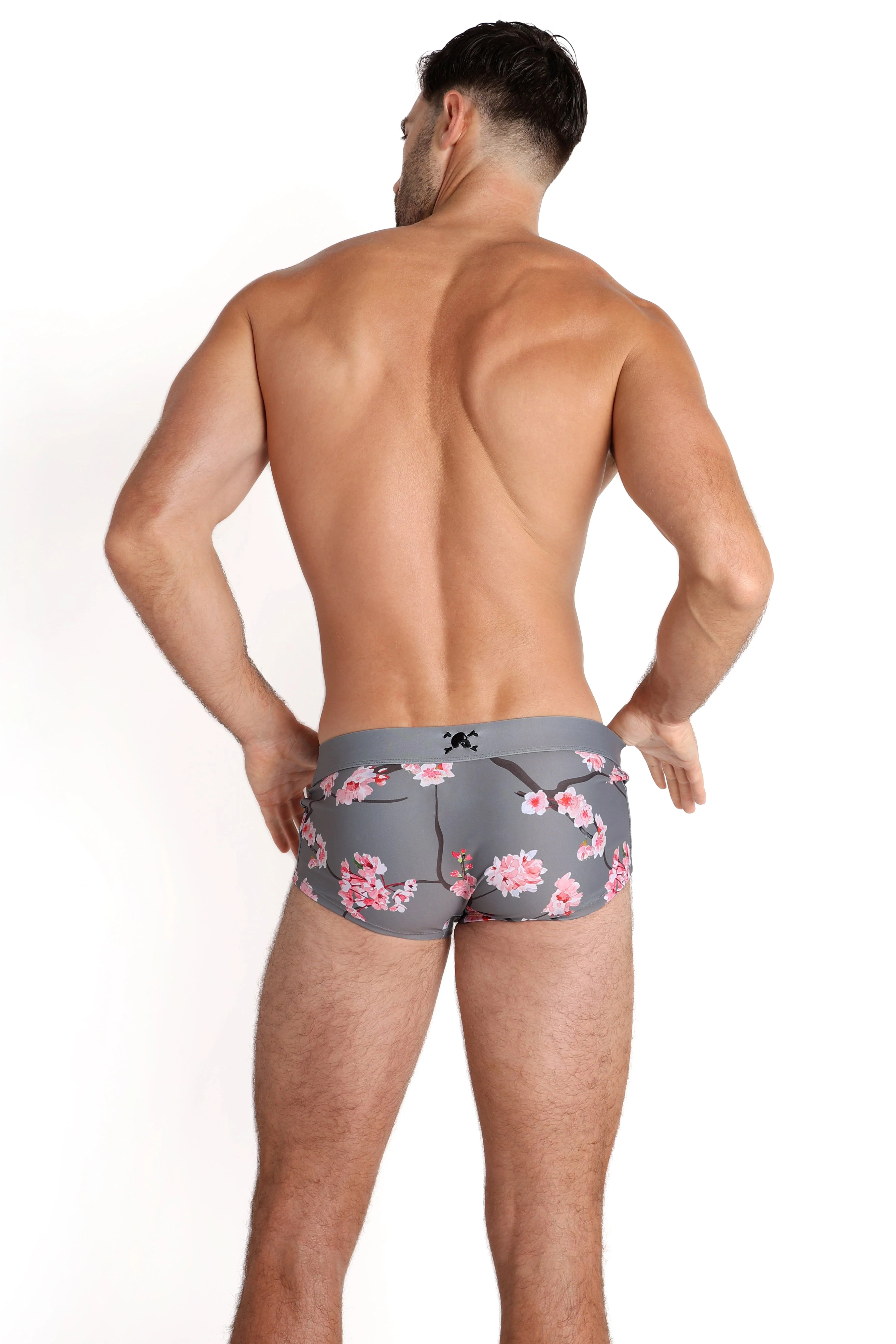 Cherry Blossom Grey Swim Trunks - Image 6