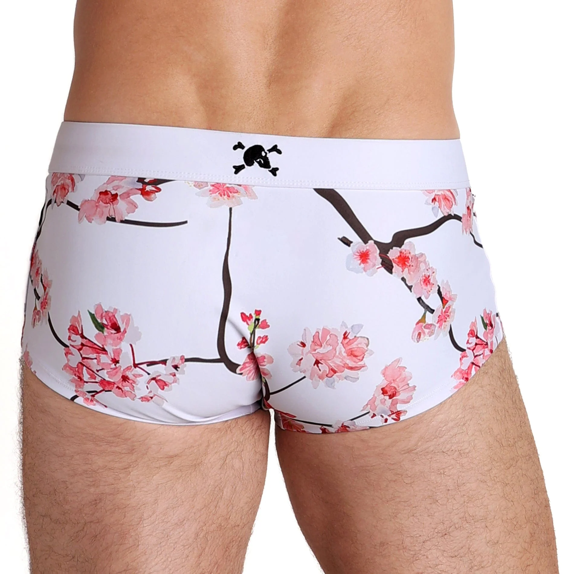 Cherry Blossom White Swim Trunks - Image 3
