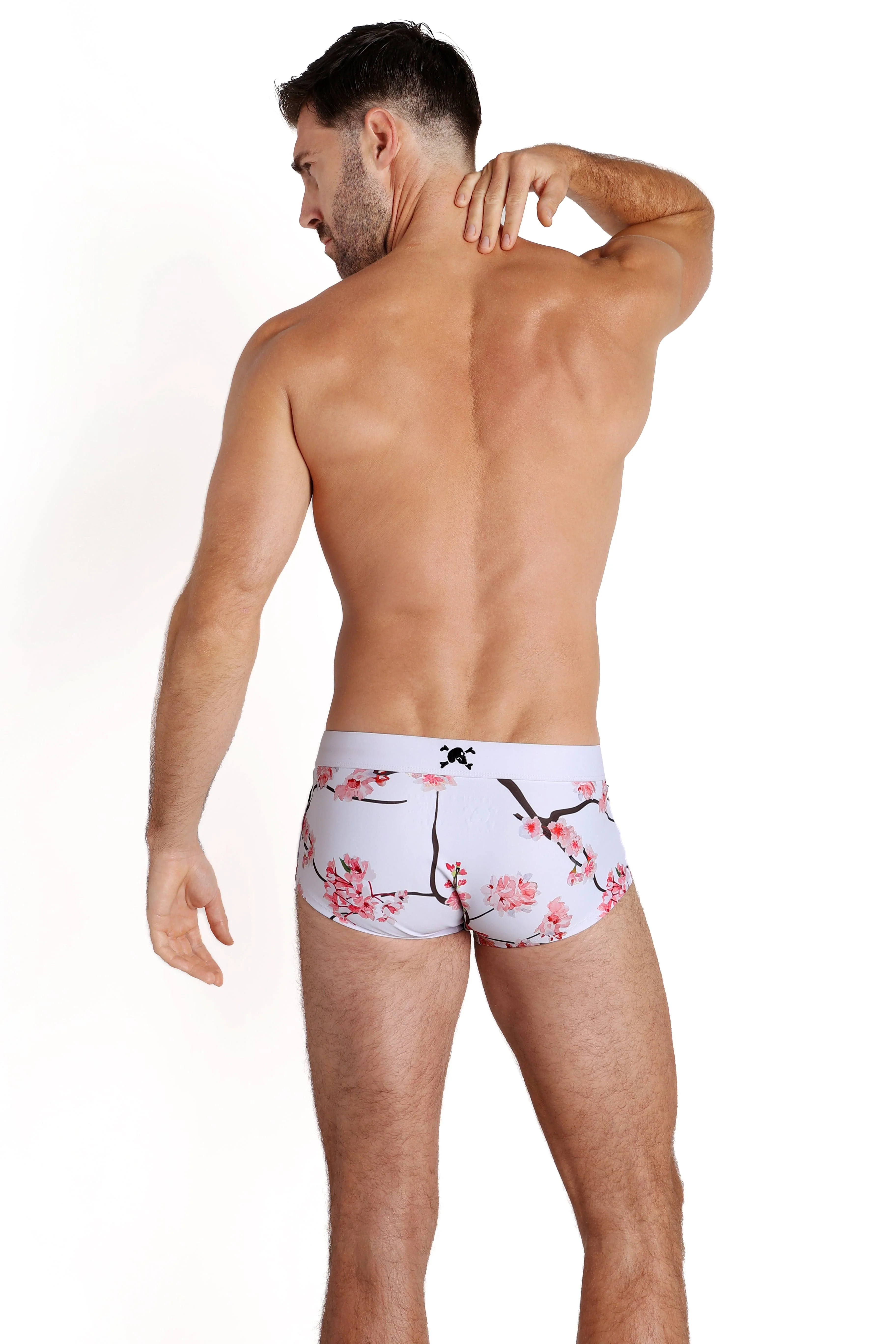 Cherry Blossom White Swim Trunks - Image 6