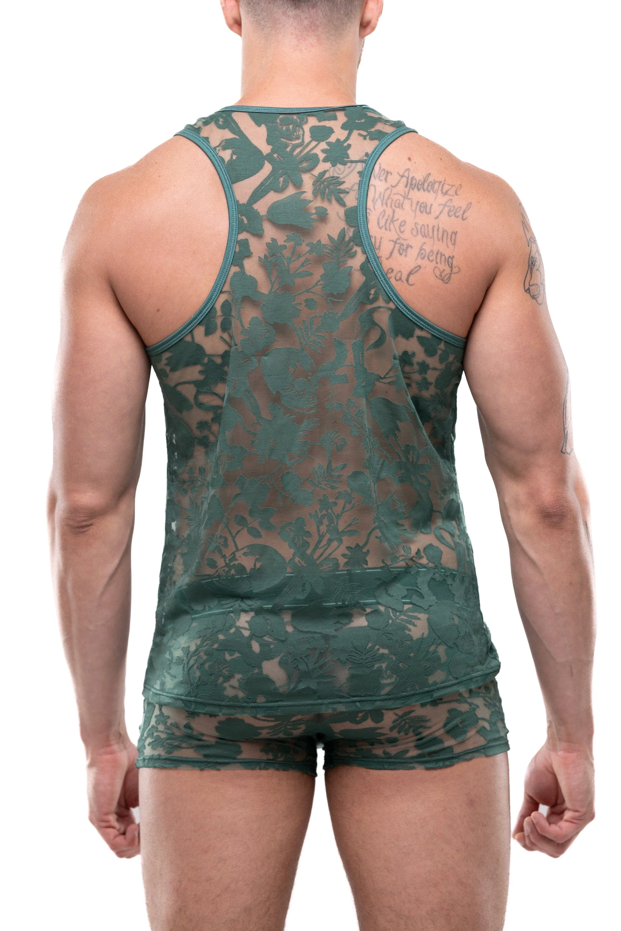 Dutch Floral Burnout Tank Top Green - Image 3