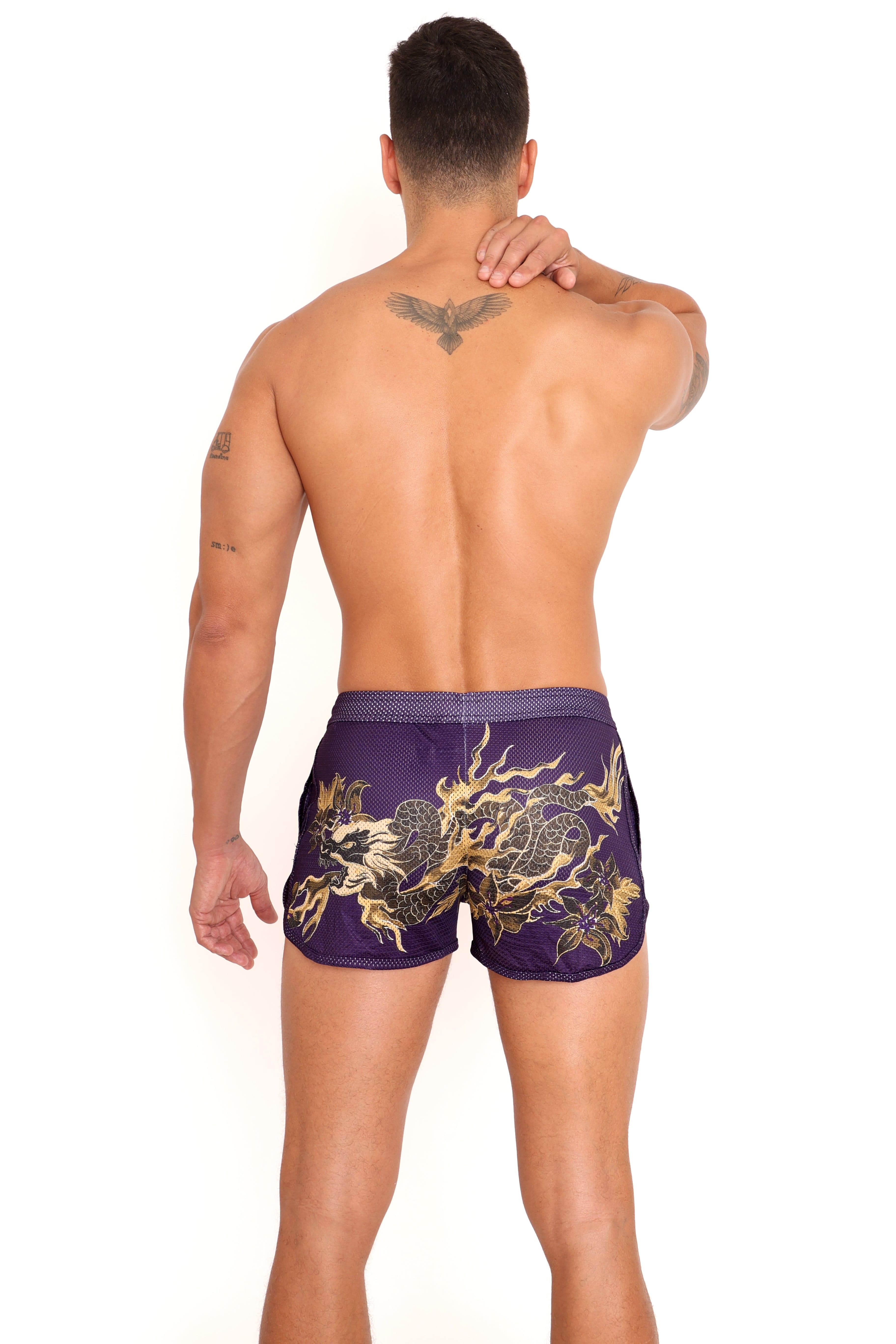 Fire Breathing Dragon Mesh Short Purple - Image 6