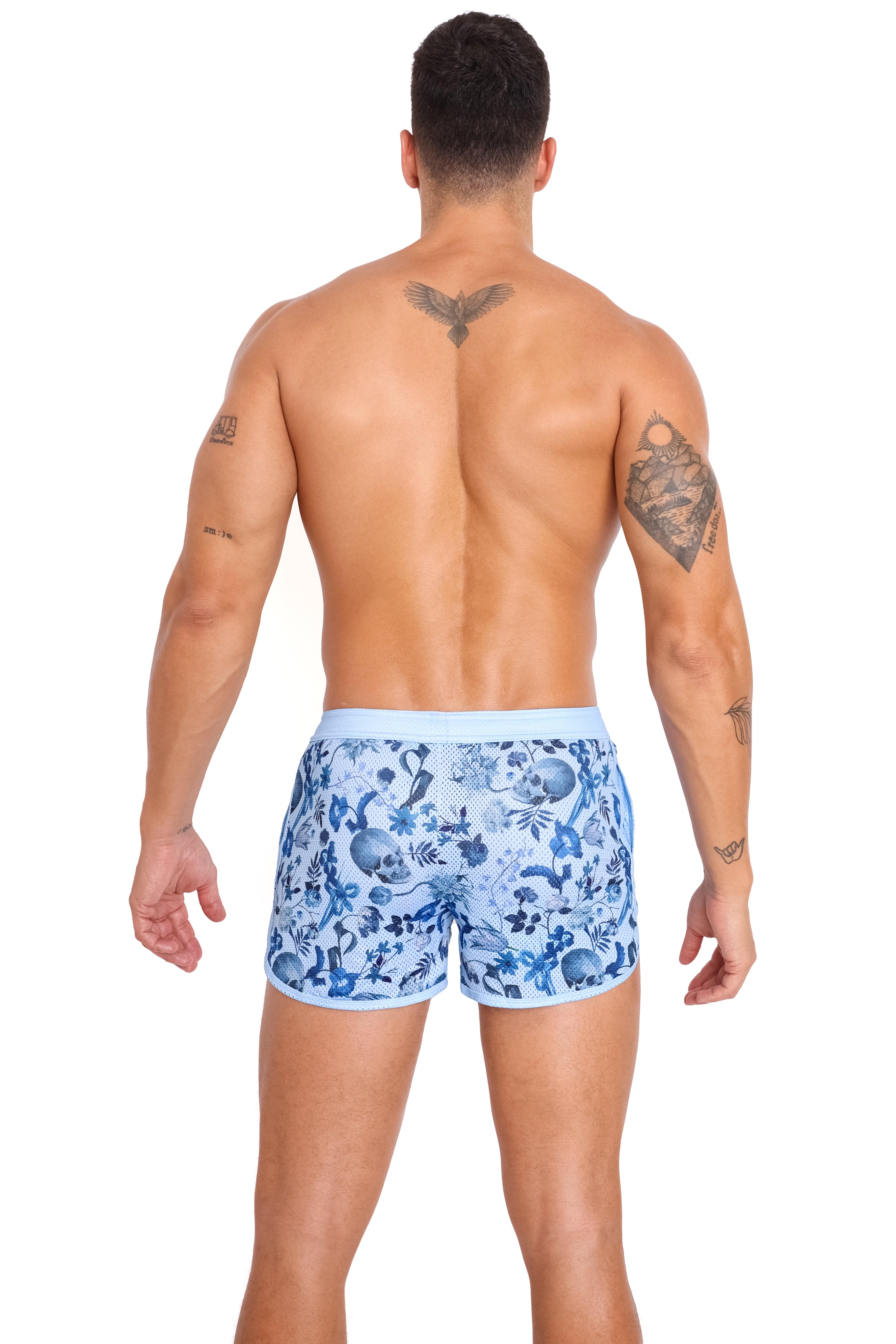 Hand Painted Dutch Floral Mesh Short Sky - Image 6