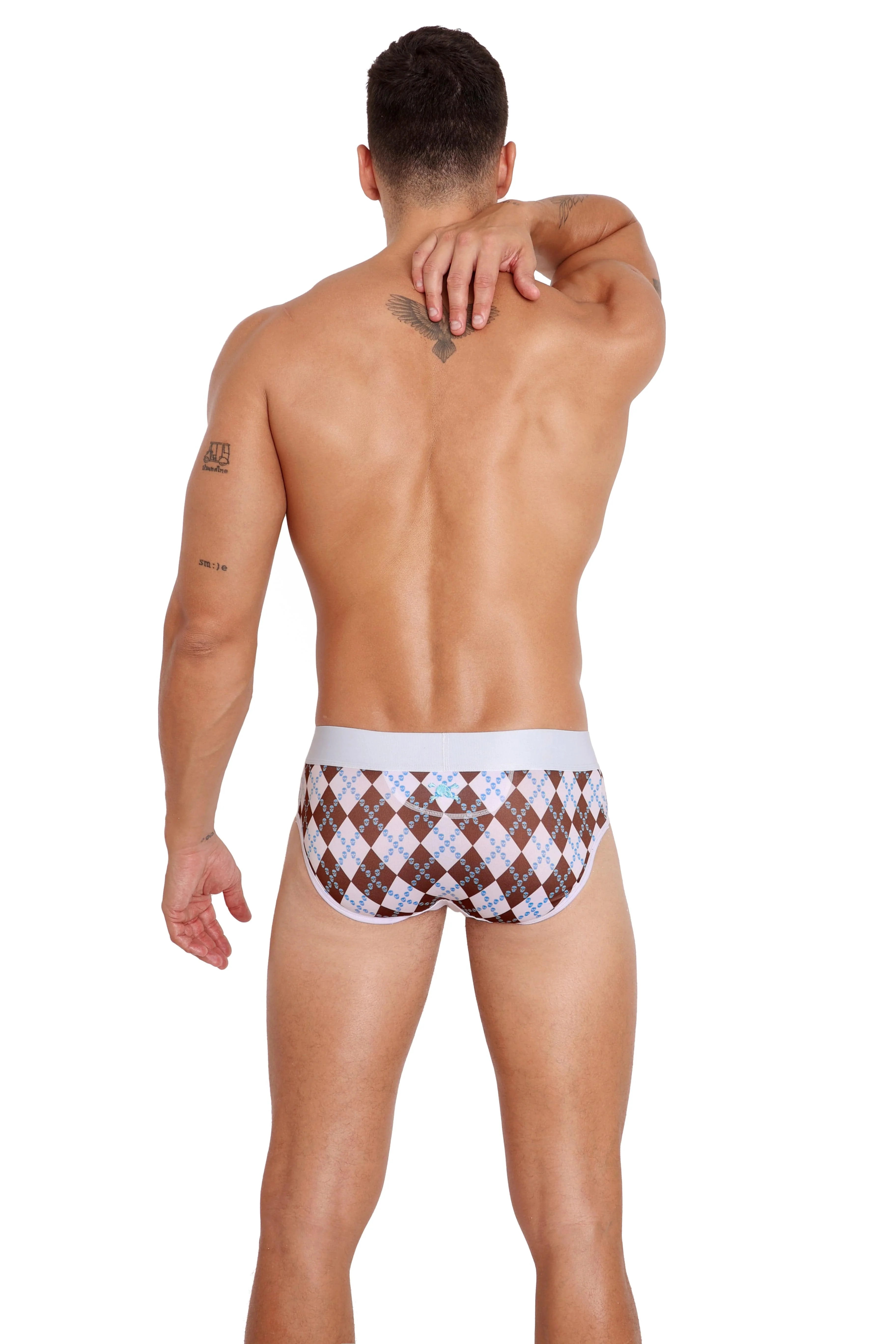 Skull Argyle Brief White - Image 6